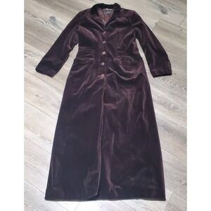 Monsoon Twilight Opera Coat Womens Size 8 Dark Brown Velvet Long Fitted